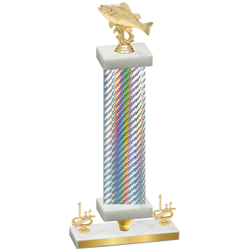 Premium Single Silver Carbon Fiber First Place Fishing Trophy