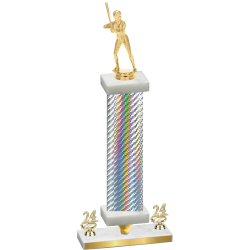 Premium Single Silver Carbon Fiber Year Softball Trophy