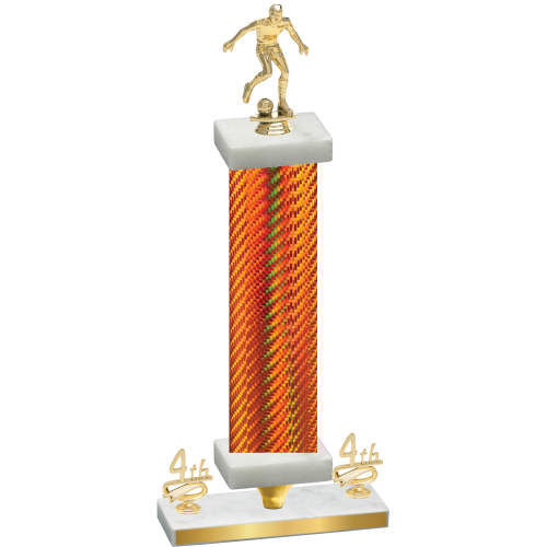 Premium Single Orange Carbon Fiber Fourth Place Soccer Trophy