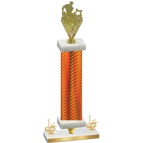 Premium Single Orange Carbon Fiber First Place Rugby Trophy