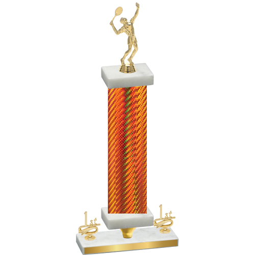 Premium Single Orange Carbon Fiber First Place Tennis Trophy