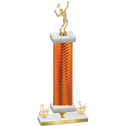 Premium Single Orange Carbon Fiber Third Place Tennis Trophy