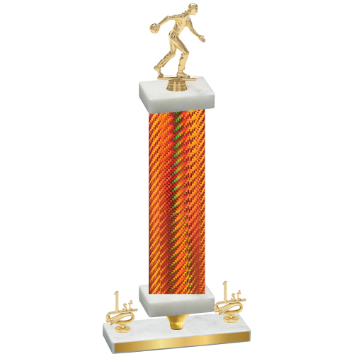 Premium Single Orange Carbon Fiber First Place Bowling Trophy