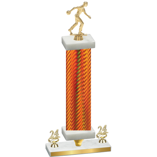 Premium Single Orange Carbon Fiber Year Bowling Trophy