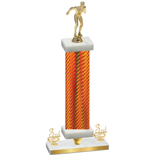 Premium Single Orange Carbon Fiber Third Place Swimming Trophy