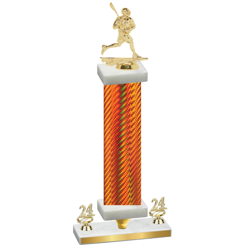 Premium Single Orange Carbon Fiber Year Lacrosse Trophy