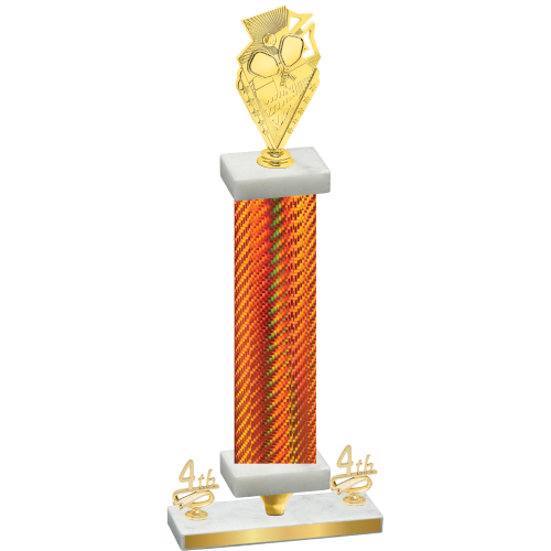 Premium Single Orange Carbon Fiber Fourth Place Pickleball Trophy