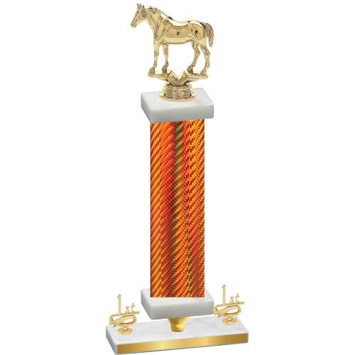 Premium Single Orange Carbon Fiber First Place Horses Trophy