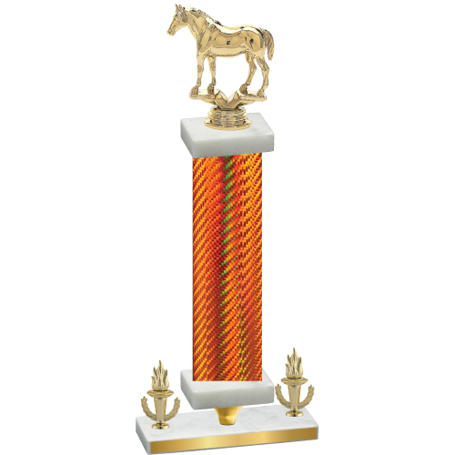 Premium Single Orange Carbon Fiber Victory Horses Trophy