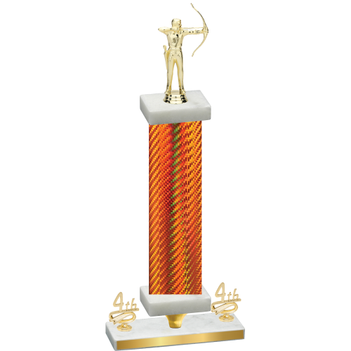 Premium Single Orange Carbon Fiber Fourth Place Archery Trophy
