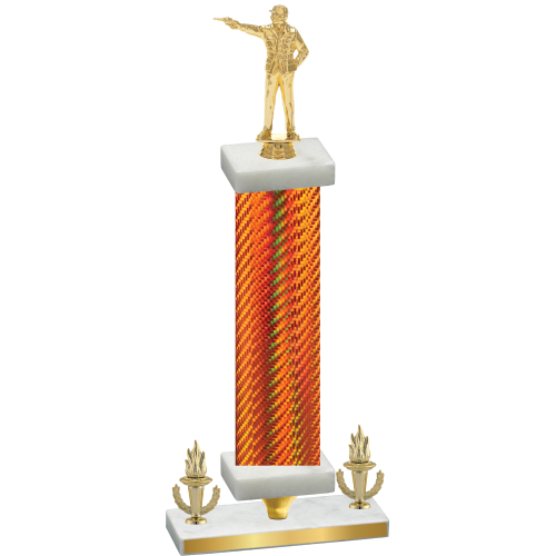 Premium Single Orange Carbon Fiber Victory Shooter Trophy