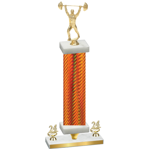 Premium Single Orange Carbon Fiber Year Weights Trophy