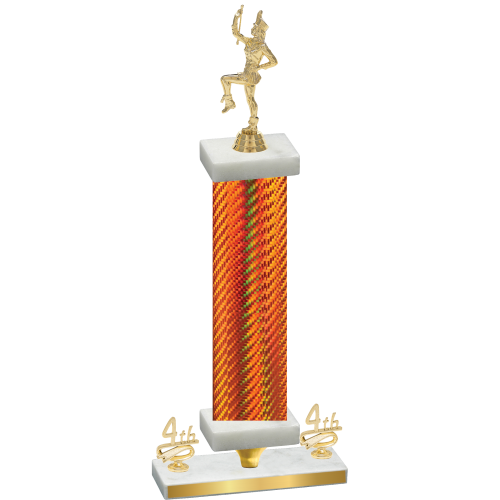 Premium Single Orange Carbon Fiber Fourth Place Majorette Trophy