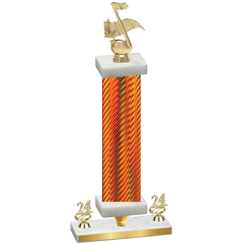 Premium Single Orange Carbon Fiber Year Music Trophy