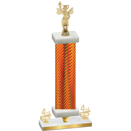 Premium Single Orange Carbon Fiber Fourth Place Academics Trophy