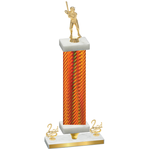 Premium Single Orange Carbon Fiber Second Place Baseball Trophy