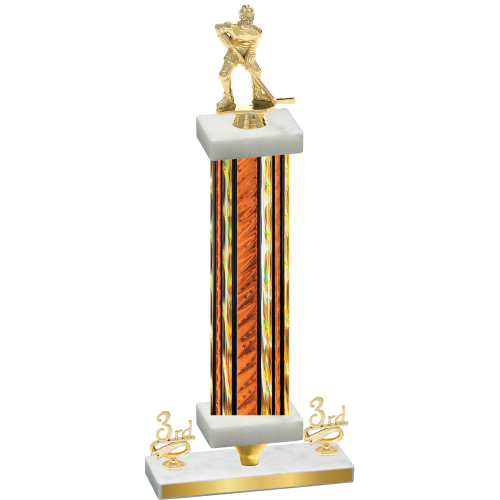 Premium Single Orange Glacier Third Place Hockey Trophy