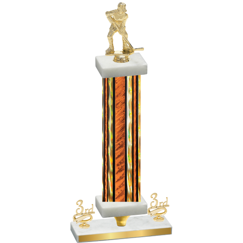 Premium Single Orange Glacier Third Place Hockey Trophy