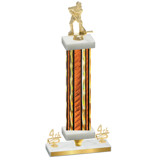 Premium Single Orange Glacier Fourth Place Hockey Trophy