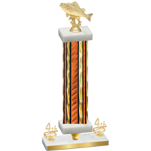 Premium Single Orange Glacier Fourth Place Fishing Trophy