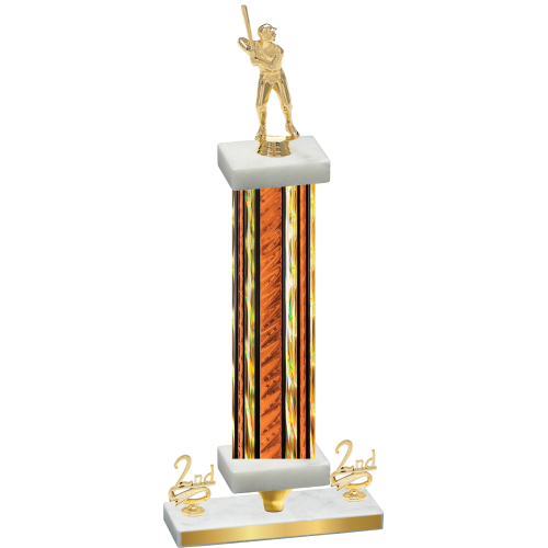 Premium Single Orange Glacier Second Place Baseball Trophy