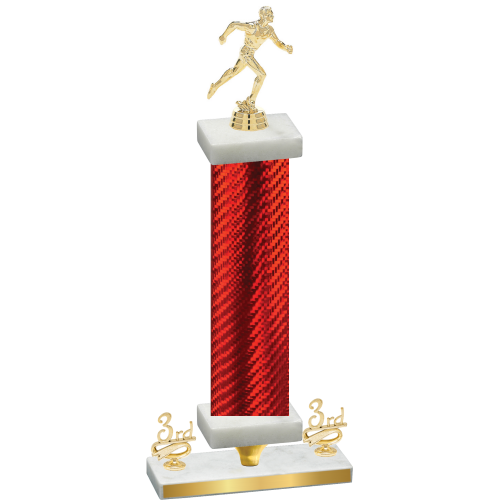 Premium Single Red Carbon Fiber Third Place Running Trophy