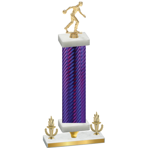 Premium Single Purple Carbon Fiber Victory Bowling Trophy