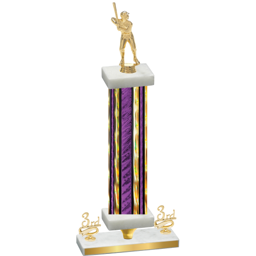 Premium Single Purple Glacier Third Place Baseball Trophy