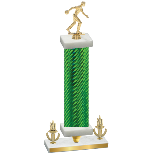 Premium Single Green Carbon Fiber Victory Bowling Trophy