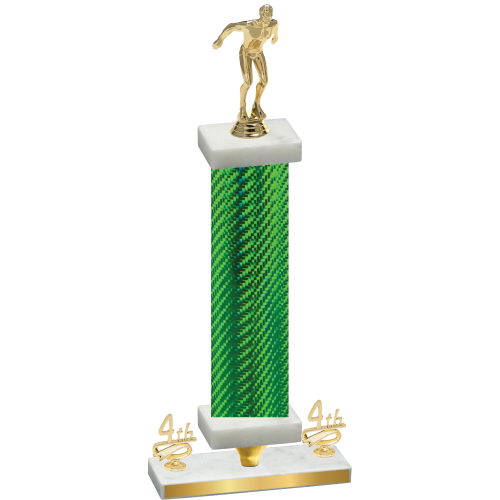 Premium Single Green Carbon Fiber Fourth Place Swimming Trophy