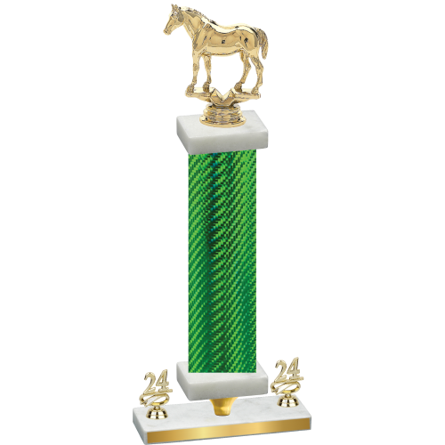 Premium Single Green Carbon Fiber Year Horses Trophy