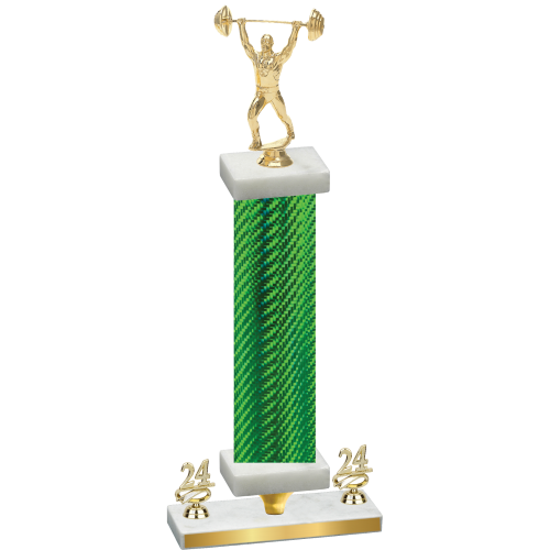 Premium Single Green Carbon Fiber Year Weights Trophy