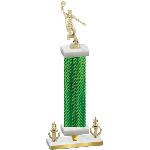 Premium Single Green Carbon Fiber Victory Basketball Trophy