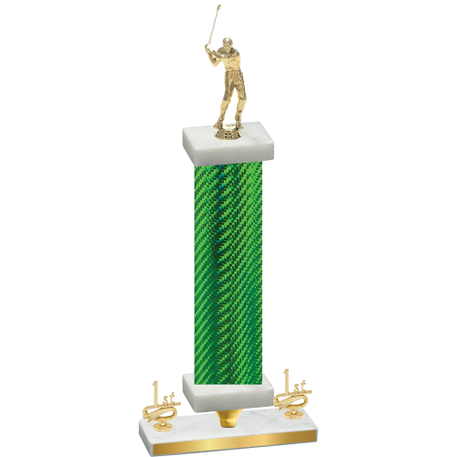 Premium Single Green Carbon Fiber First Place Golf Trophy
