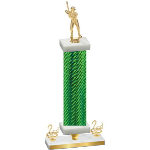 Premium Single Green Carbon Fiber Second Place Baseball Trophy