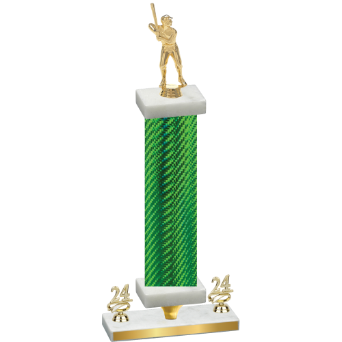 Premium Single Green Carbon Fiber Year Baseball Trophy