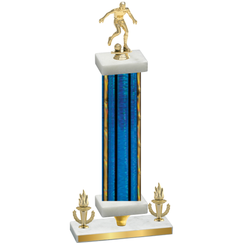 Premium Single Blue Glacier Victory Soccer Trophy