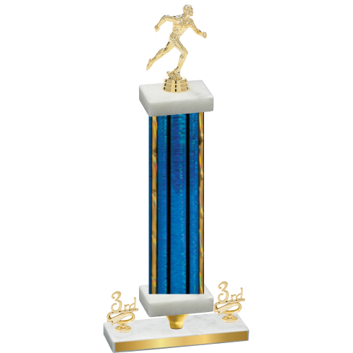 Premium Single Blue Glacier Third Place Running Trophy
