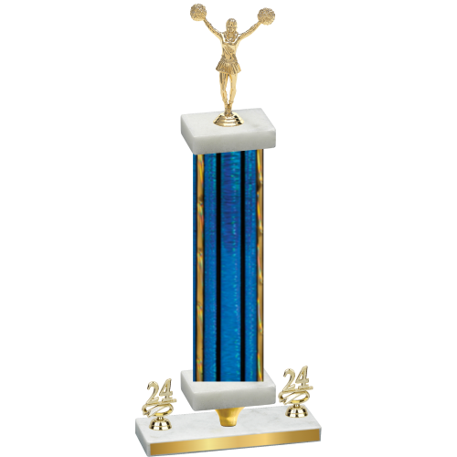 Premium Single Blue Glacier Year Cheerleading Trophy