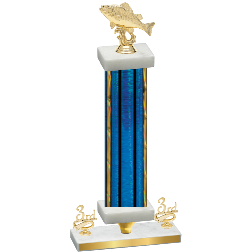 Premium Single Blue Glacier Third Place Fishing Trophy