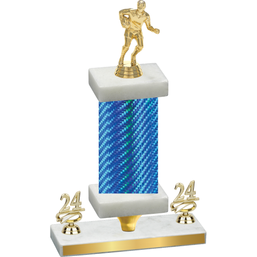 Premium Single Blue Carbon Fiber Year Rugby Trophy
