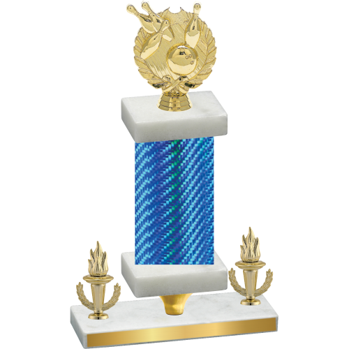 Premium Single Blue Carbon Fiber Victory Bowling Trophy