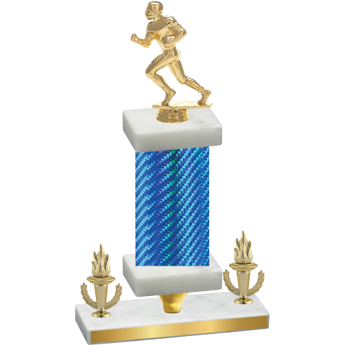 Premium Single Blue Carbon Fiber Victory Football Trophy