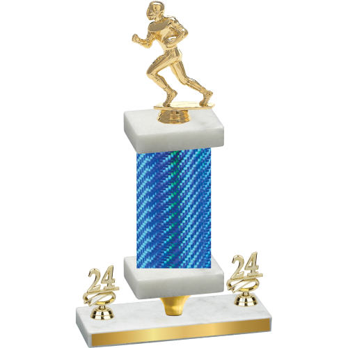 Premium Single Blue Carbon Fiber Year Football Trophy