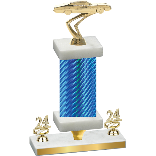 Premium Single Blue Carbon Fiber Year Cars Trophy