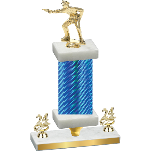 Premium Single Blue Carbon Fiber Year Shooter Trophy