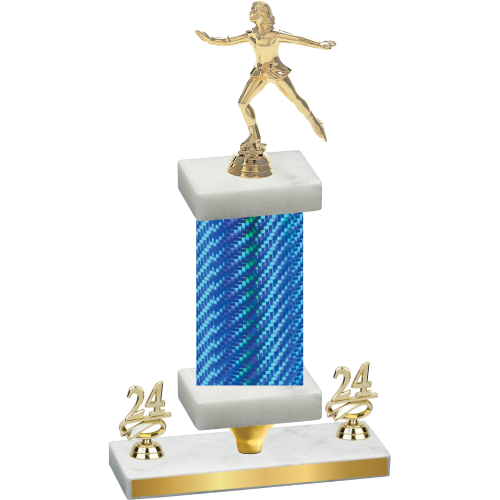 Premium Single Blue Carbon Fiber Year Skater Trophy