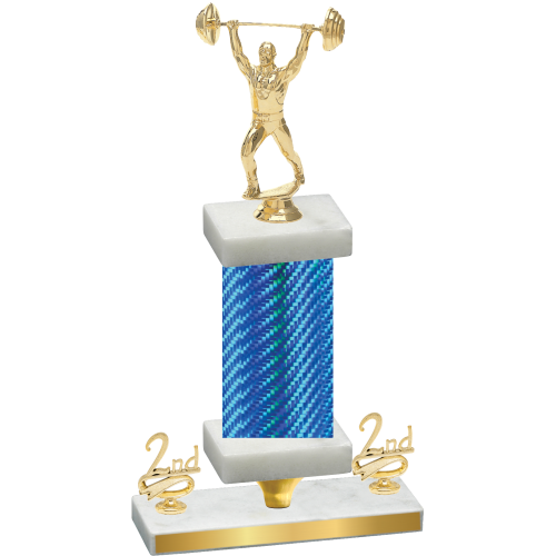 Premium Single Blue Carbon Fiber Second Place Weights Trophy