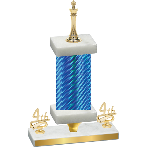 Premium Single Blue Carbon Fiber Fourth Place Chess Trophy