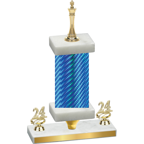 Premium Single Blue Carbon Fiber Year Chess Trophy